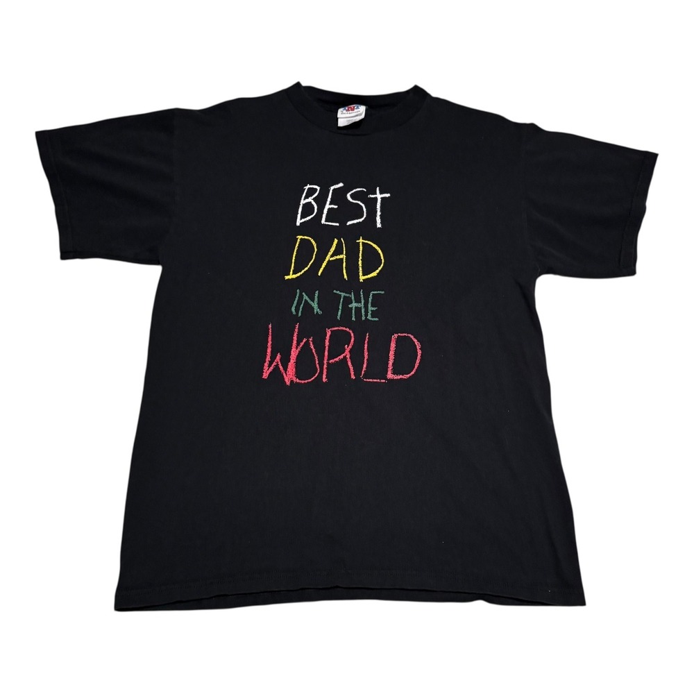 Vintage 90s‎ TNT Best Dad in the World Black Double Stitch Shirt Men's Large
